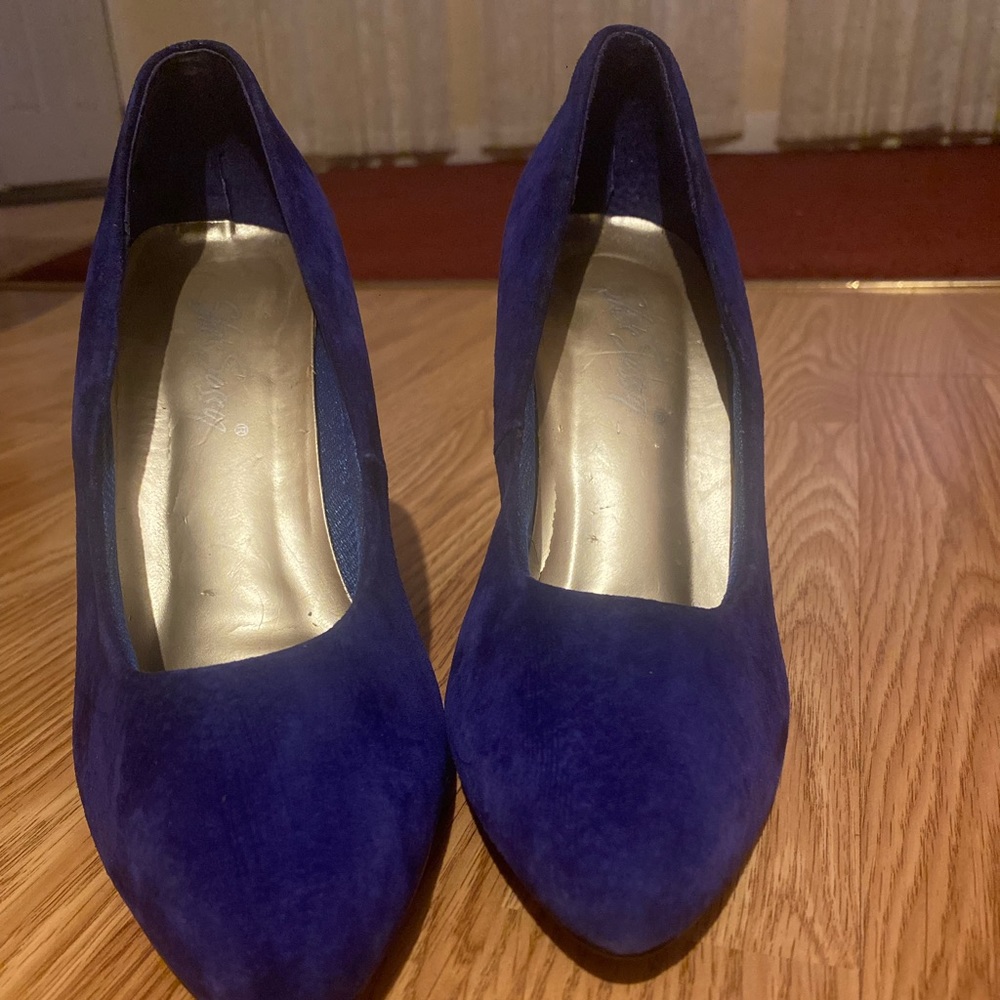 Ladies dress shoes royal blue suede - Picture 2 of 4